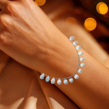 Natural Sky Blue Topaz Gemstone Bracelet | Briolette Drop 7x5mm Cut Gemstone Beads | 7.5 Inch December Birthstone