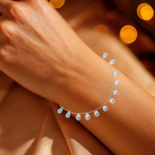 Natural Sky Blue Topaz Gemstone Bracelet | Briolette Drop 8x5mm Cut Gemstone Beads | 8.5 Inch December Birthstone