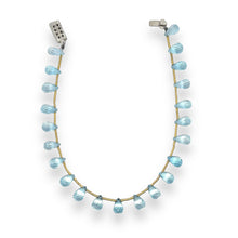 Natural Sky Blue Topaz Gemstone Bracelet | Briolette Drop 8x5mm Cut Gemstone Beads | 8.5 Inch December Birthstone