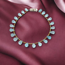 Natural Sky Blue Topaz Gemstone Bracelet | Briolette Drop 8x5mm Cut Gemstone Beads | 8.5 Inch December Birthstone