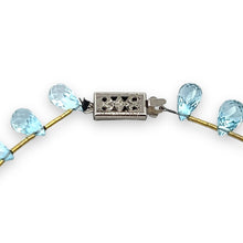 Natural Sky Blue Topaz Gemstone Bracelet | Briolette Drop 8x5mm Cut Gemstone Beads | 8.5 Inch December Birthstone