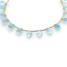 Natural Sky Blue Topaz Gemstone Bracelet | Briolette Drop 8x5mm Cut Gemstone Beads | 8.5 Inch December Birthstone