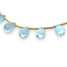 Natural Sky Blue Topaz Gemstone Bracelet | Briolette Drop 8x5mm Cut Gemstone Beads | 8.5 Inch December Birthstone