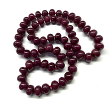 Natural Smooth Ruby Necklace | Rondelle 13-14mm Beads 63 Pcs 1186.76 Carats | Crimson Red VVS Clarity | 26 Inch Elegant