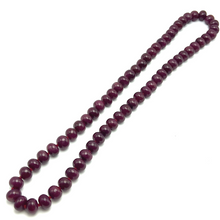 Natural Smooth Ruby Necklace | Rondelle 13-14mm Beads 63 Pcs 1186.76 Carats | Crimson Red VVS Clarity | 26 Inch Elegant
