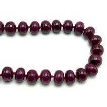 Natural Smooth Ruby Necklace | Rondelle 13-14mm Beads 63 Pcs 1186.76 Carats | Crimson Red VVS Clarity | 26 Inch Elegant
