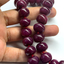 Natural Smooth Ruby Necklace | Rondelle 13-14mm Beads 63 Pcs 1186.76 Carats | Crimson Red VVS Clarity | 26 Inch Elegant