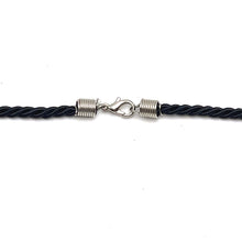 Natural Sodalite Gemstone 24mm Bar Shape Pendant with Black Twisted Cord Unisex Necklace Timeless Everyday Styling