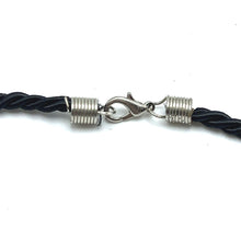Natural Sodalite Gemstone 26mm Fancy Shape with Black Twisted Cord Pendant Necklace Poet’s Stone Unisex Jewelry