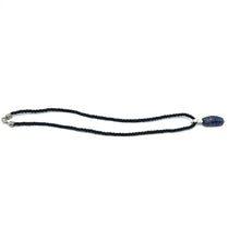 Natural Sodalite Gemstone 26mm Fancy Shape with Black Twisted Cord Pendant Necklace Poet’s Stone Unisex Jewelry