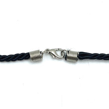 Natural Sodalite Gemstone Pendant Necklace 21mm Bar Shape Smooth Luster with Black Twisted Cord Worn For Powerful