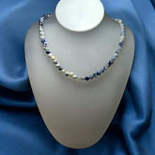 Natural Sodalite Necklace | Round 6mm Cut Gemstone Beads | 16.5 Inch Handmade Jewelry - Necklace
