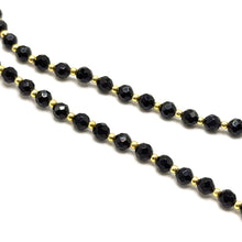 Natural Black Spinel Necklace | Faceted Round Beads 4.5mm | 925 Sterling Silver | VVS1 Clarity | 18 Inch Strand