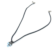 Natural Swiss Blue Topaz Gemstone 10mm Drop Shape Pendant With Black Twisted Cord Necklace Associated With Clarity Calm