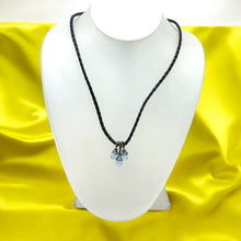 Natural Swiss Blue Topaz Gemstone 10mm Drop Shape Pendant With Black Twisted Cord Necklace Associated With Clarity Calm