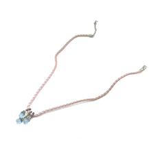 Natural Swiss Blue Topaz Gemstone 10mm Drop Shape Pendant With Light Pink Twisted Cord Necklace Believed To Support