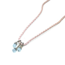 Natural Swiss Blue Topaz Gemstone 10mm Drop Shape Pendant With Light Pink Twisted Cord Necklace Believed To Support