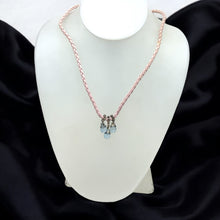 Natural Swiss Blue Topaz Gemstone 10mm Drop Shape Pendant With Light Pink Twisted Cord Necklace Believed To Support