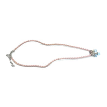 Natural Swiss Blue Topaz Gemstone 10mm Drop Shape Pendant With Light Pink Twisted Cord Necklace Believed To Support