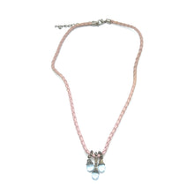 Natural Swiss Blue Topaz Gemstone 10mm Drop Shape Pendant With Light Pink Twisted Cord Necklace Believed To Support