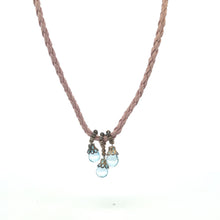 Natural Swiss Blue Topaz Gemstone 10mm Drop Shape Pendant With Light Pink Twisted Cord Necklace Believed To Support