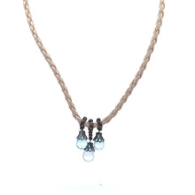 Natural Swiss Blue Topaz Pendant Gemstone 10mm Drop Shape With White Twisted Cord Necklace Associated With Clarity