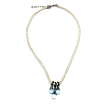 Natural Swiss Blue Topaz Pendant Gemstone 10mm Drop Shape With White Twisted Cord Necklace Associated With Clarity