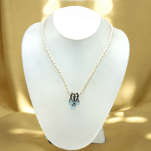 Natural Swiss Blue Topaz Pendant Gemstone 10mm Drop Shape With White Twisted Cord Necklace Associated With Clarity