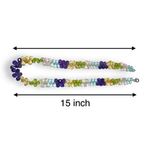 Natural Swiss Blue Topaz Rose Quartz Peridot Citrine Amethyst Gemstone Semi Necklace