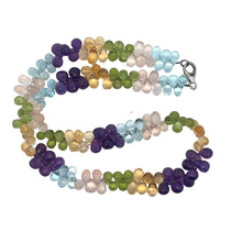 Natural Swiss Blue Topaz Rose Quartz Peridot Citrine Amethyst Gemstone Semi Necklace