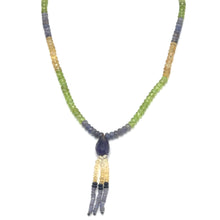 Tanzanite Natural, Citrine, Peridot, Black Tourmaline, and Amethyst Necklace