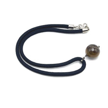 Natural Tiger’s Eye Gemstone 18mm Ball With Black Twisted Cord Pendant Necklace Known For Confidence Strength