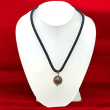 Natural Tiger’s Eye Gemstone 18mm Ball With Black Twisted Cord Pendant Necklace Known For Confidence Strength