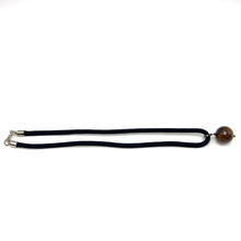 Natural Tiger’s Eye Gemstone 18mm Ball With Black Twisted Cord Pendant Necklace Known For Confidence Strength