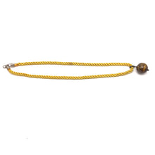 Natural Tiger’s Eye Gemstone 18mm Ball With Yellow Twisted Cord Pendant Necklace Believed To Support Focus Willpower