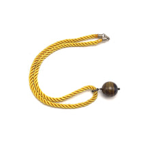 Natural Tiger’s Eye Gemstone 18mm Ball With Yellow Twisted Cord Pendant Necklace Believed To Support Focus Willpower