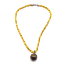 Natural Tiger’s Eye Gemstone 18mm Ball With Yellow Twisted Cord Pendant Necklace Believed To Support Focus Willpower