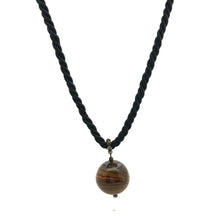 Natural Tiger’s Eye Gemstone Pendant Necklace 18mm Ball with Black Twisted Cord Powerful Jewellery - Necklace