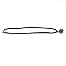 Natural Tiger’s Eye Gemstone Pendant Necklace 18mm Ball with Black Twisted Cord Powerful Jewellery - Necklace