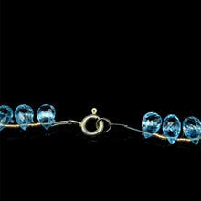 Blue Topaz Necklace Drop Briolette Cut Top Sky Blue Silver 925 Handmade Natural Gemstone Jewelry