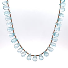Blue Topaz Necklace Drop Briolette Cut Top Sky Blue Silver 925 Handmade Natural Gemstone Jewelry