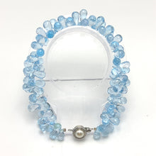 Natural Topaz Bracelet Drop Briolette Facet Cut Top Sky Blue Gemstone Handmade Jewelry