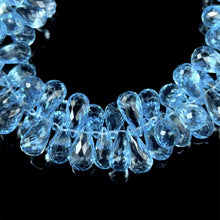 Natural Topaz Bracelet Drop Briolette Facet Cut Top Sky Blue Gemstone Handmade Jewelry