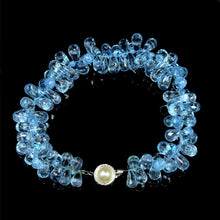 Natural Topaz Bracelet Drop Briolette Facet Cut Top Sky Blue Gemstone Handmade Jewelry