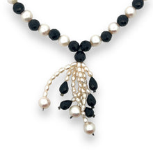 Natural Tourmaline & Pearl Round 7mm Gemstone Handmade Necklace
