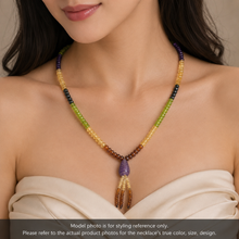 Tsavorite Natural, Citrine, Peridot, and Amethyst Necklace