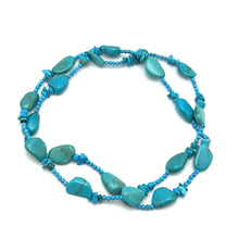 Natural Turquoise Nugget Chips Handmade Necklace Plain Smooth Cut 20x15mm Gemstone Jewelry - Necklace