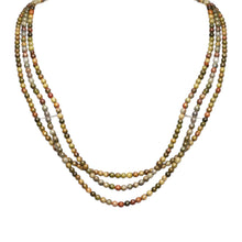 Natural Unakite Round Bead Necklace | 3.5mm Mottled Green Pink Gemstone 16’’ Strand | Multi Strand Jewelry - Necklace