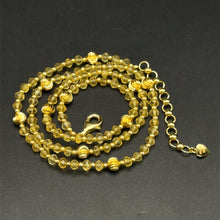 Natural Yellow Citrine | 925 Sterling Silver | Faceted Rondelle Beaded Necklace | 4mm | VVS1 Clarity | 18 Inch Strand