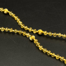 Natural Yellow Citrine | 925 Sterling Silver | Faceted Rondelle Beaded Necklace | 4mm | VVS1 Clarity | 18 Inch Strand